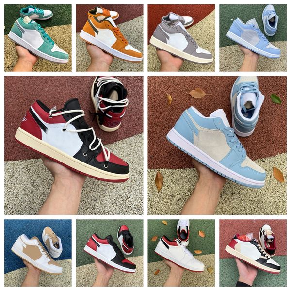 

jumpman 1 low basketball shoes taxi vintage grey mocha 1s sneakers travis scotts black phantom bred toe panda team red football grey