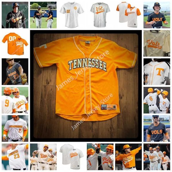 

college baseball wears jam ncaa custom tennessee volunteers baseball jersey 25 blake burke 26 wyatt evans 27 jor dan beck 28 grant cherry 29, Black