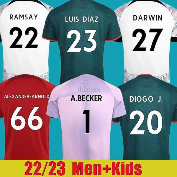 

fans tees 22 23 darwin soccer jerseys nunez luis football shirt diaz 2022 2023 diogo carvalho jota thailand quality men kids kits, Black