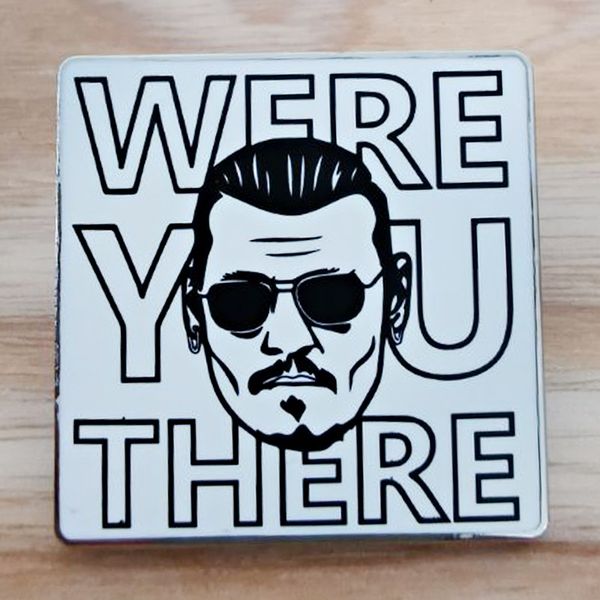 

were you there johnny depp brooch anecdotes of european and american celebrities funny badges, Blue