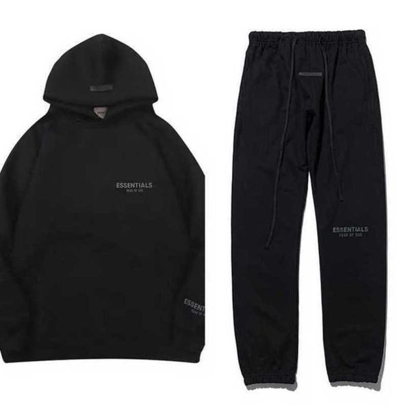 

men's luxury essentials tracksuits sweatshirts hoodies fashion letter men women sportswear pant suit hooded sweater casual pullover co, Black