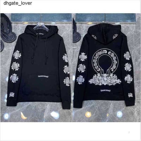 

men's hoodies sweatshirts designer hearts hoodie chromes mens hoody clothing womens heart hooded ch cross flower arm front printed hors, Black