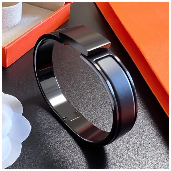 

h bracelet couple bracelets silver thick gold bangle silver charm braclets silber armband damen hand bangles real braclet pulsera acero inox, Black