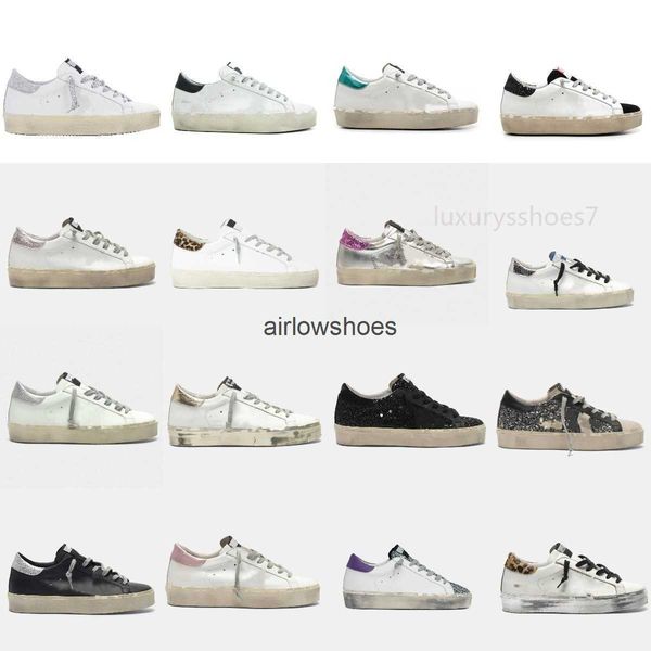 

#golden#goose#italy golden hi star sneakers platform sole casual shoes luxury classic white do-old dirty designer fashion leopard tail man w, Black