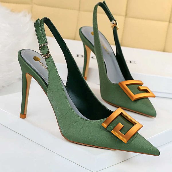 

sandals bigtree shoes metal button women sandals luxury party shoes women pumps hollow out high heels summer stiletto heels sandals new t230, Black