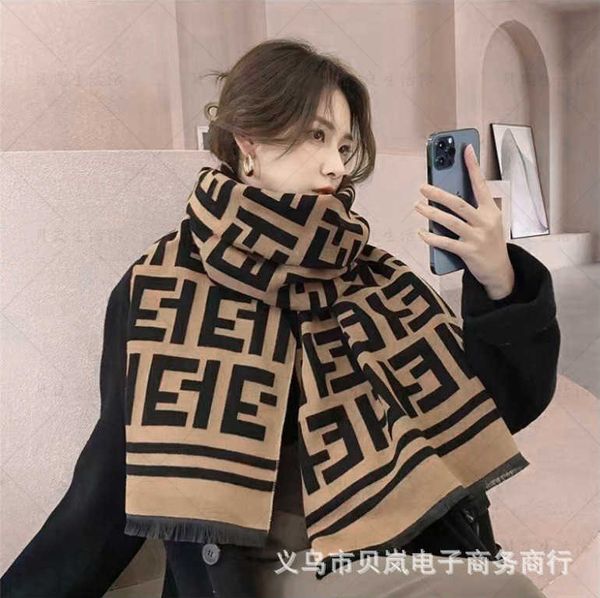 

scarves hat glove set scarf winter women's korean versatile premium letter thickened warm cashmere long air conditioner shawl and neck, Blue;gray