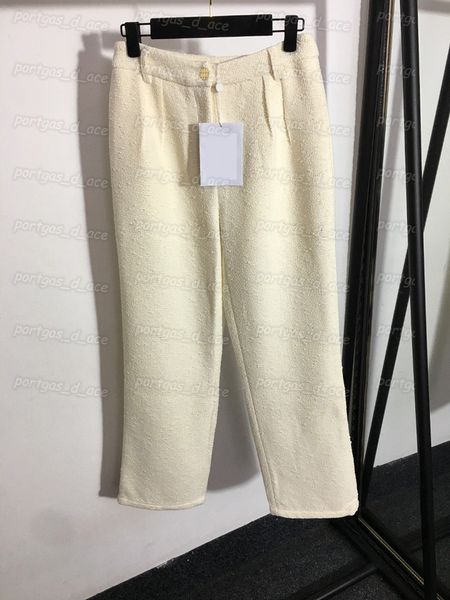 

luxury women pants tweed straight leg pants white black womens trousers