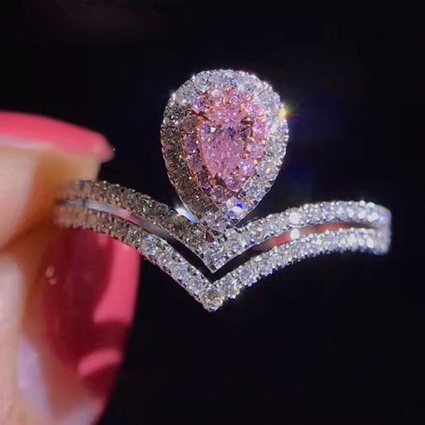 

moissanite oval engagement rings cluster square water drop zirconia diamond ring for women fashion fine jewelry, Golden;silver