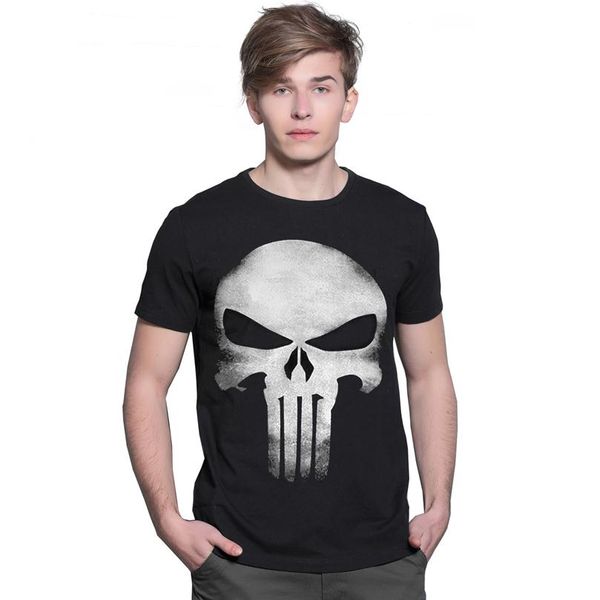 

2018 new arrivals fashion style mens t shirt brand clothing casual cotton men clothes short sleeve summer style t-shirt print skull tsh305n, White;black
