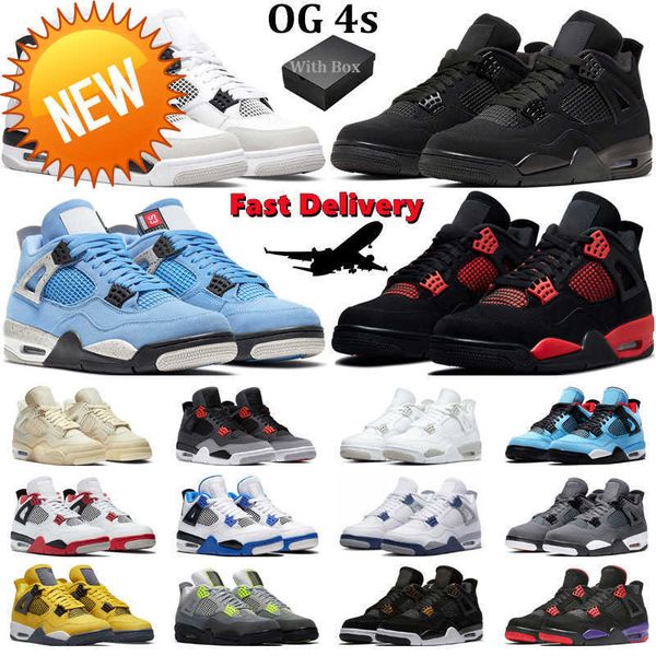 

2023 og box 4 basketball shoes men women 4s military black red thunder black cat bred sail university blue infrared mens trainers sports sne