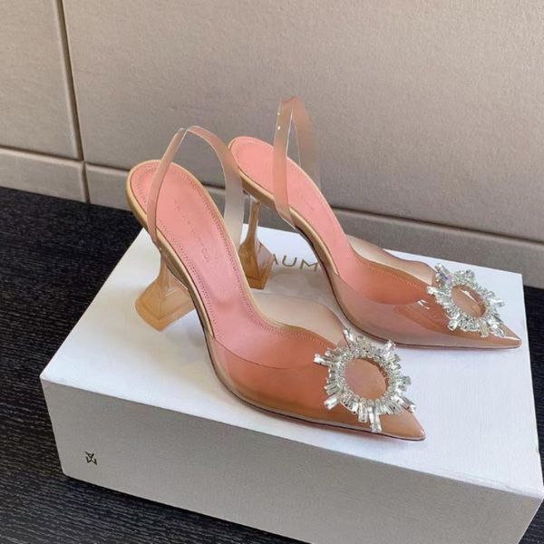 

begum crystal-embellished muaddi amina buckle pvc pumps sandals women's luxury designers dress shoe genuine cowhide sole perfectly rest, Black