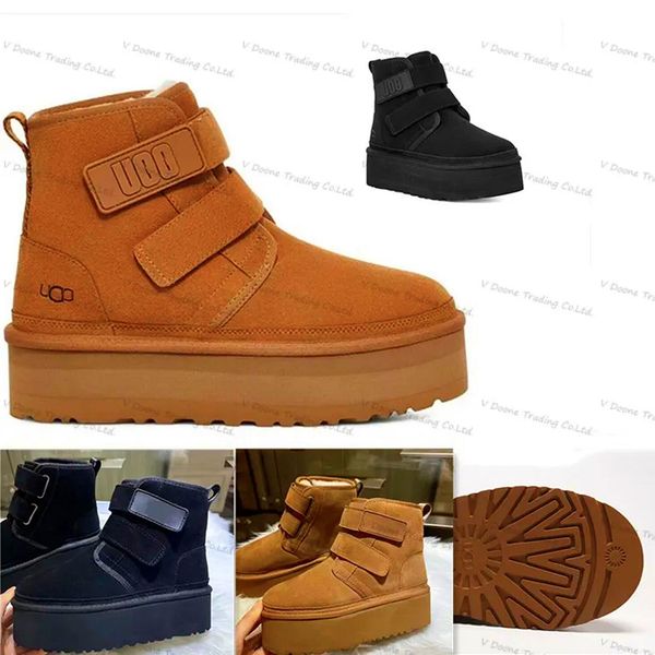

aus winter snow boots designer winter boot ugglies australia classic women men booties brand ankle platform boot ultra matte sheepskin, Black