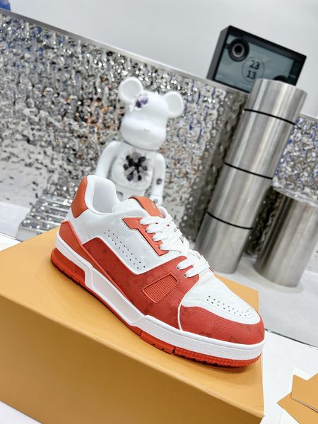 

casual shoes designer sneaker trainer calfskin leather white green red blue letter overlays platform low sneakers size 35-46, Black