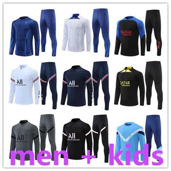 

fans tees 22 23 paris psgs soccer jerseys tracksuits training kit survetement foot tuta messis mbappe football men and kids maillot, Black