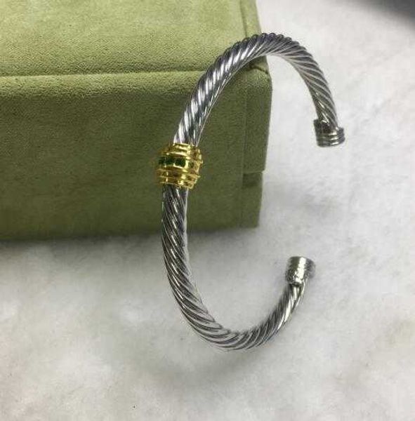 

dysz001-007 charm bracelet 5mm thin women luxury 18k gold plated pearl wire rope open twisted intermittent designer love bracelets cjeweler, Golden;silver