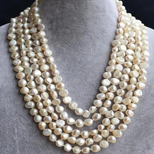 

fashion jewelry women 8-9mm white freshwater pearl necklace 100inch, Silver