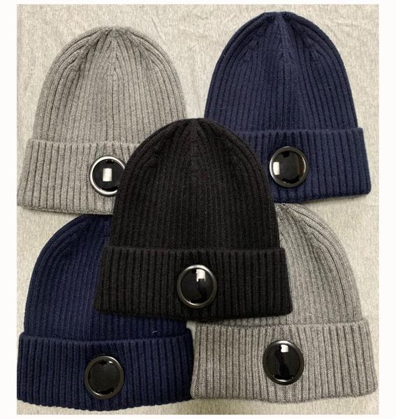 

3 colors one lens hood men women autumn winter wool knitted glasses cap outdoor sports hats couple beanies black grey blue color5765898