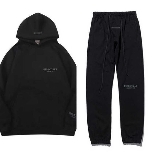 

essentials luxury men's tracksuits sweatshirts hoodies fashion letter men women sportswear pant suit hooded sweater casual pullover co, Black