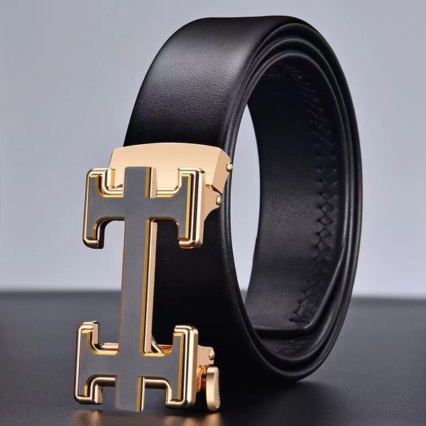 

belts designers luxurys men belt solid color with trendy business metal buckle mens belt design casual versatile menbelt material leather wi, Black;brown