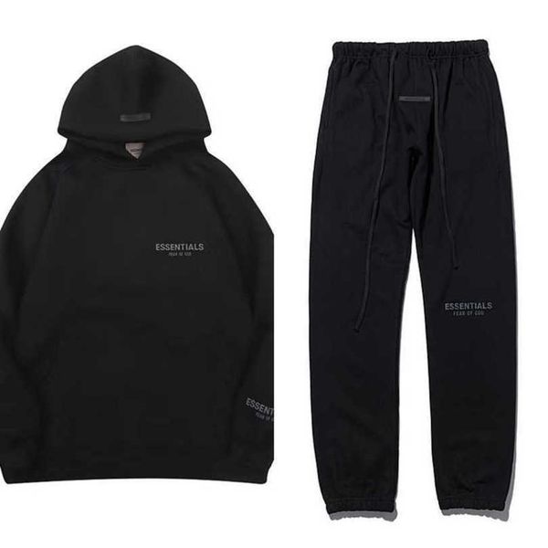 

men's essentials luxury tracksuits sweatshirts hoodies fashion letter men women sportswear pant suit hooded sweater casual pullover co, Black