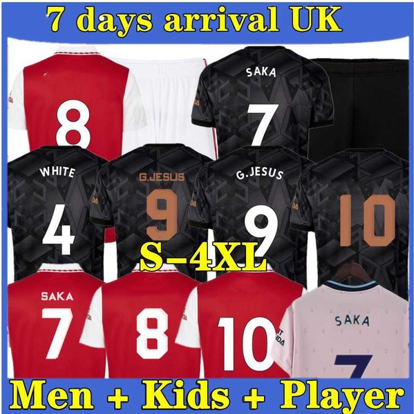 

fans tees 22 23 soccer jersey s-4xl smith rowe saka g.jesus fans player version odegaard nketiah 2022 2023 football kits shirt men kids set, Black