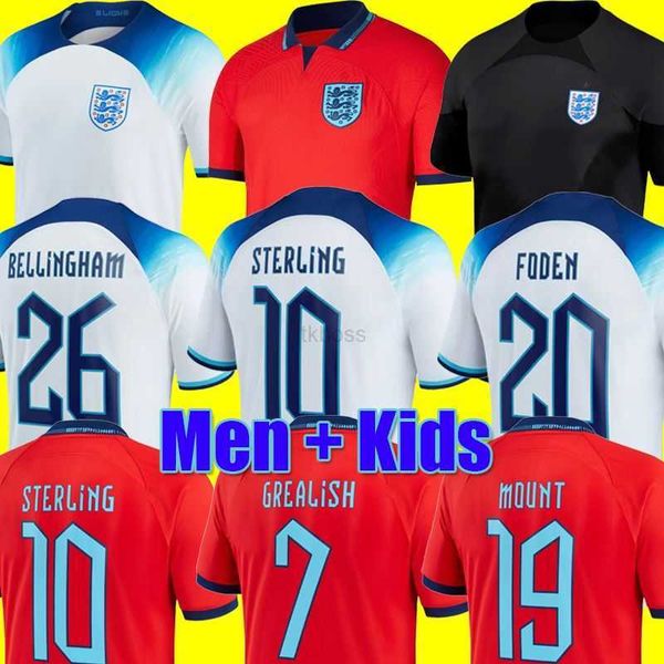 

fans tees 22 23 national englands football shirt goalkeeper men kids kit sets uniform world cup mead soccer jersey kane sterling rashford s, Black