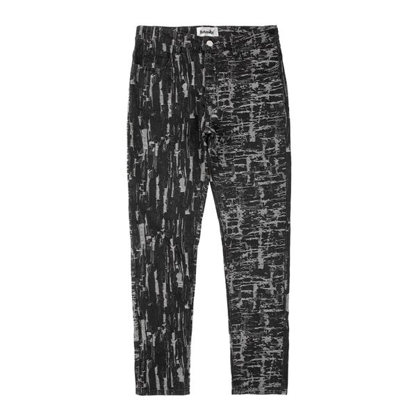 

high street patchwork pants casual black men's denim pants pencil jeans, Black;brown