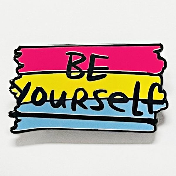 

be yourself rainbow pin lgbt color proud flag brooch metal badge, Blue