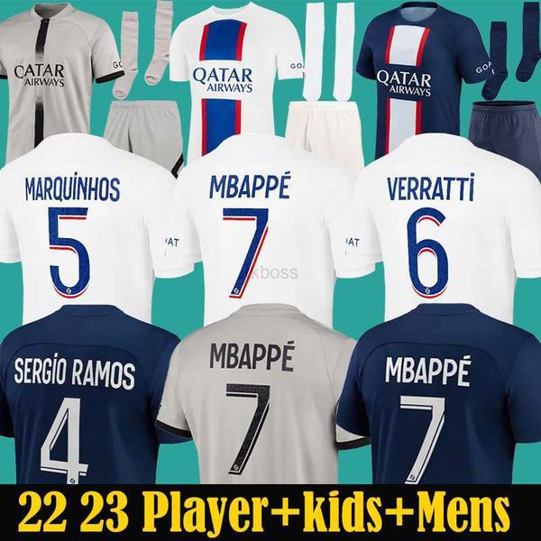 

fans tees mbappe soccer jerseys sergio ramos maillots hakimi france psgs football shirt 22 23 parisian fans player #30 marquinhos verratti, Black