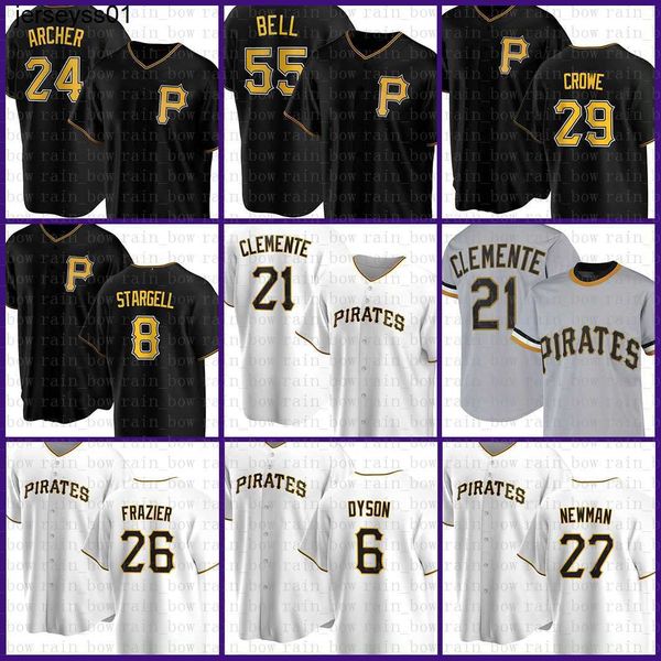

21 roberto clemente baseball jersey pittsburgh custom pirates 8 willie stargell 55 josh bell starling marte chris archer kent tekulve purple, Blue;black