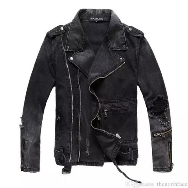 

mens fashion denim jacket quality slim casual streetwear vintage mens jean clothing257j, Black;brown