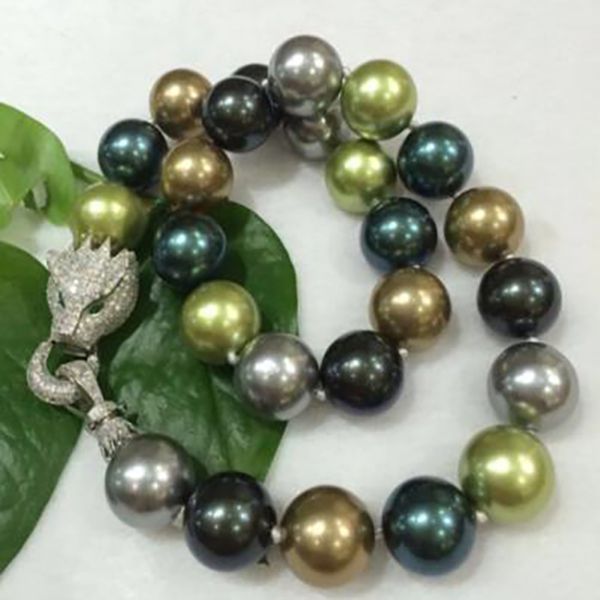 

fashion jewelry 16mm multicolor shell pearl necklace 19inch, Silver