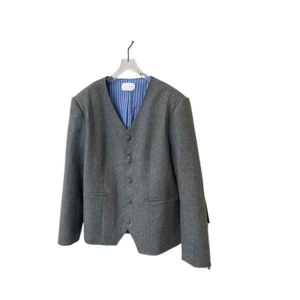 

women's outerwear & coatsearly spring wool v-neck splice stripe fabric stripe blue cotton shirt cuff, Black;brown