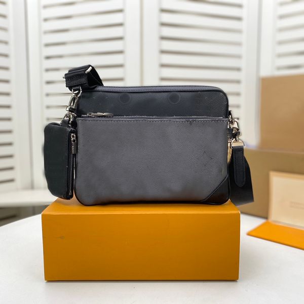 

7a trio messenger bags men leather handbags 3 piece set presbyopia printing nylon shoulder strap