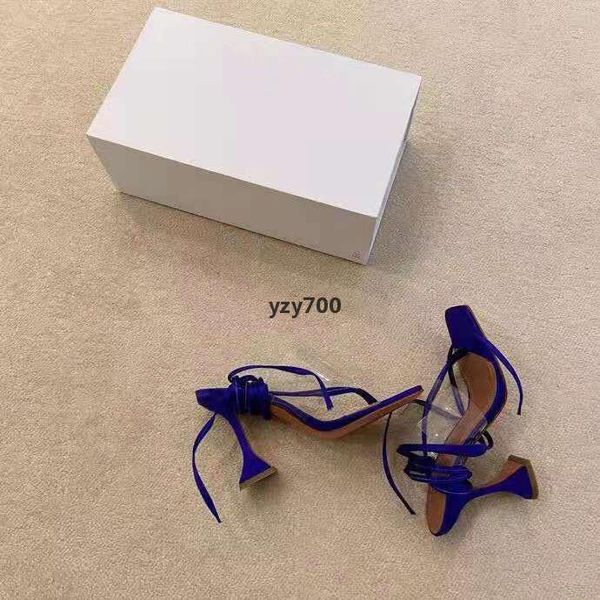 

muaddi sandals amina season shoes zula pvc leather 95mm flared heels clear strap blue real pos rare fis, Black