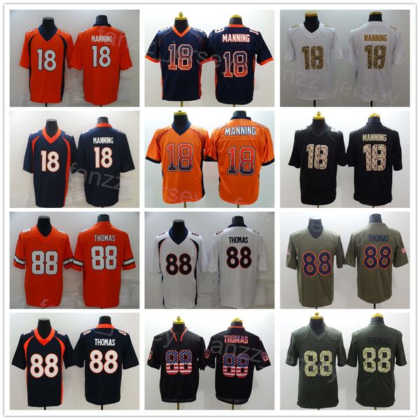

men football 88 demaryius thomas jerseys 18 peyton manning drift black army green salute to service usmc vapor color rush all stitching for, Black;red