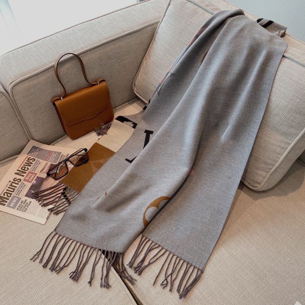 

designer brand cashmere scarf high-end soft thick scarves classic printed women's shawl size 180x70cm no box, Blue;gray