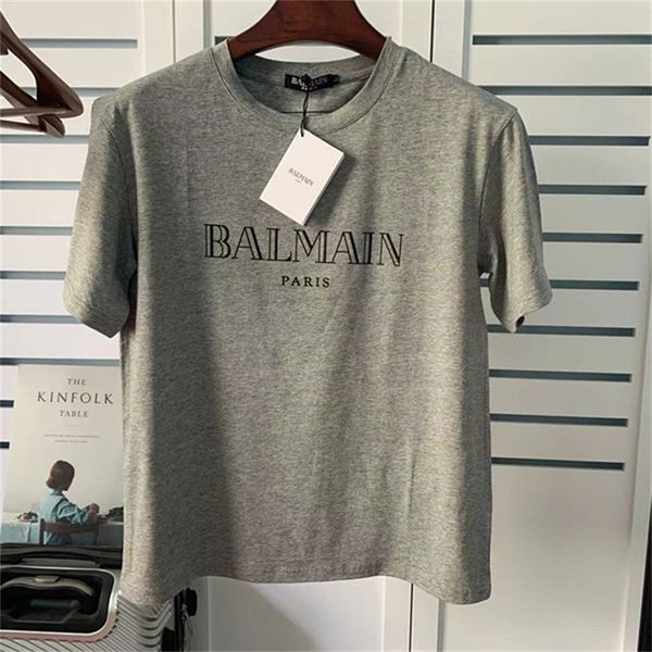 

balmain mens fashion brand t shirt womens round neck classical print alphabet grey tees designer size s-xl, White;black