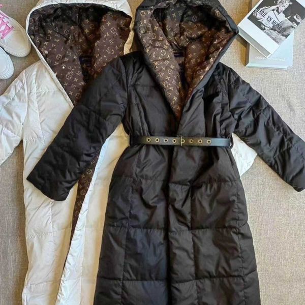 

22ss womens hooded jackets classical letter print warm coats designer luxury long style outwear coat women casual belt waist sleeve, Black;brown