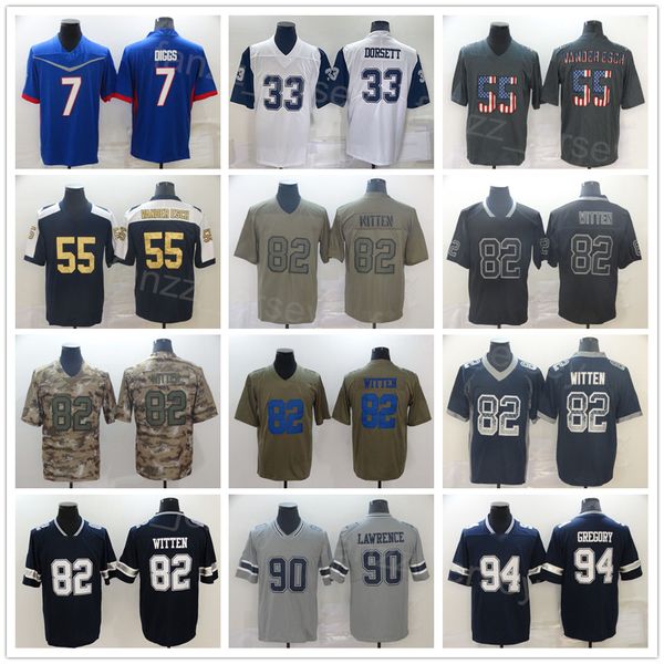 

men football 55 leighton vander esch jerseys 7 trevon diggs 33 tony dorsett 82 jason witten 90 demarcus lawrence thanksgiving navy blue whit, Black;red