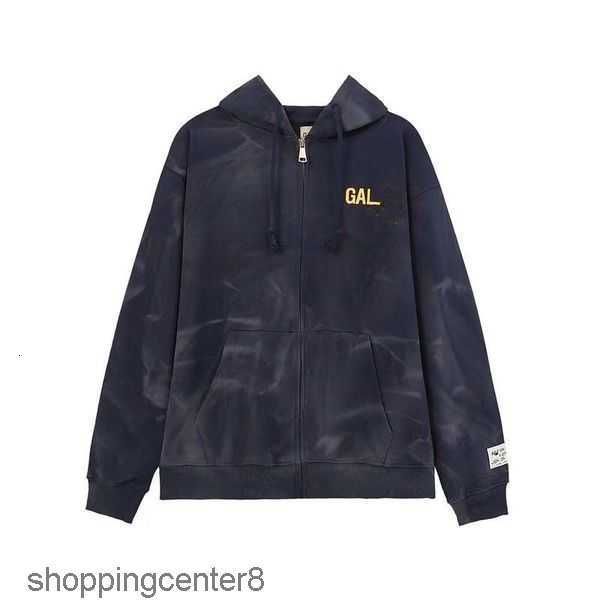 

men's hoodies sweatshirts high version american fashion galleryes dept letter printed washing water used and women's zipper hooded, Black