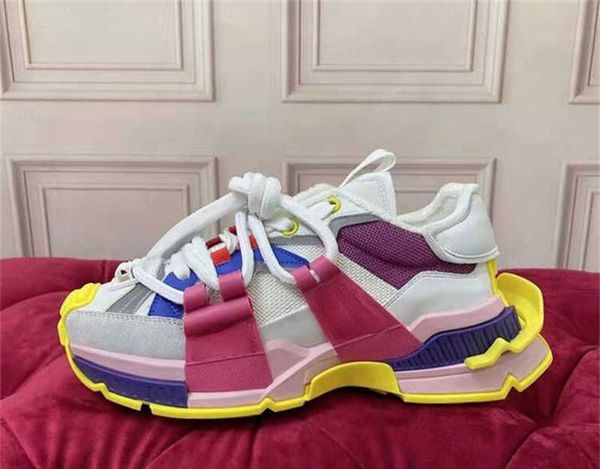

mixed-material space sneakers spring autumn flat platform daddy luxury women mixed color thick sole patchwork lace up designer casual shoes, Black
