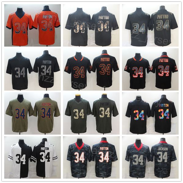 

men 34 walter payton football jerseys embroidery and sewing rainbow leopard grain hyphenation goddess shadow flag hemp grey drift smoke turn, Black;red