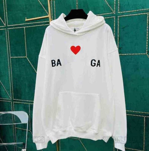 

designer luxury balanciagas hoodies spring and autumn cotton paris classic hoodie loving heart printing mens and womens sweater loose hooded, Black
