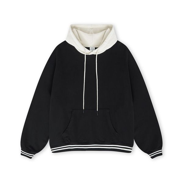 

patchwork hoodie for men's plus size hoodies & sweatshirts pullover plaid fleece, Black;brown