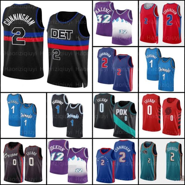 

custom damian 0 lillard cade 2 catingham jersey penny 1 hardaway tracy 1 mcgrady mitchell basketball stitching jersey karl mens, Black