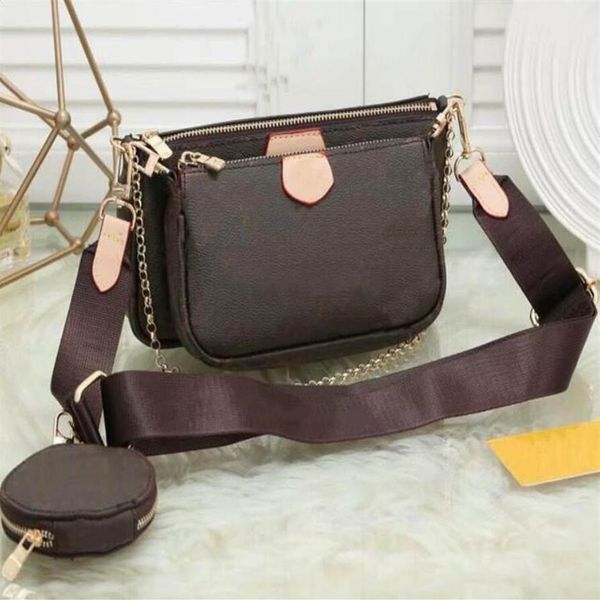 

women favorite mini pochette 3pcs accessories crossbody bag vintag shoulder bags leather multi color straps335d