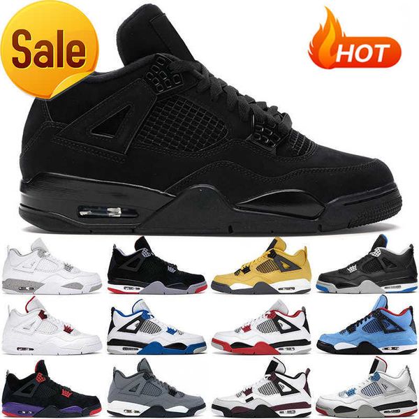 

low mens jumpman 4 basketball shoes 4s black cat red thunder sail white oreo bred men womens trainer