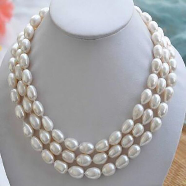 

fashion jewelry 8-9mm white freshwater pearl necklace 50inch, Silver