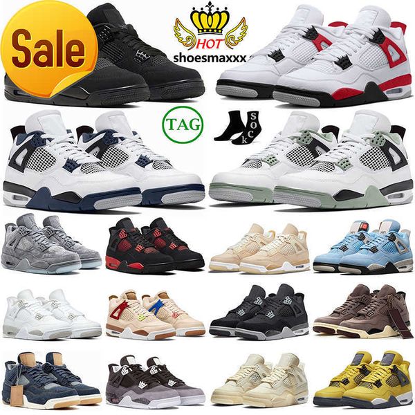 

low 4 4s retro basketball shoes for men women black cat kaws midnight navy seafoam red cement thunder canvas university blue shimme sai tour